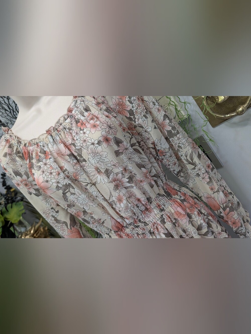 Kate & Lily Farmhouse Floral Ruffle Rouched Dress sz8/SM-MD